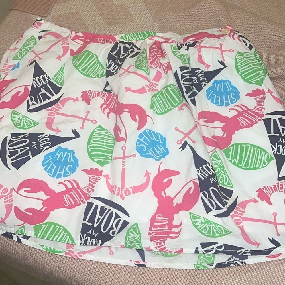 Lilly Pulitzer White Skirt with Pink and Green Print